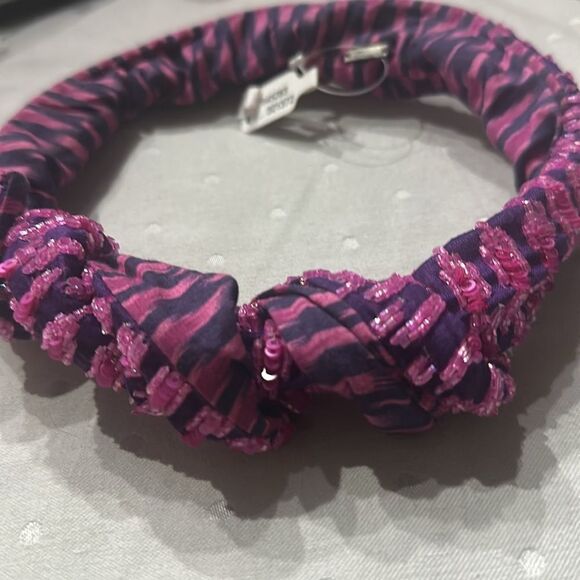 Anthropologie x Deepa by Deepa Gurnani 
Pink and Purple Striped Headband - Picture 6 of 6